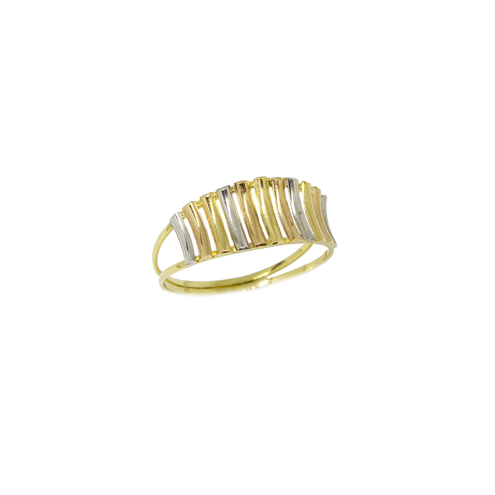 Anel C�ncavo Tricolor em Ouro 18 Kilates � 25376